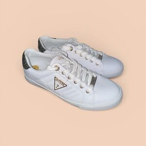 GUESS Women's White and Gold Sneakers